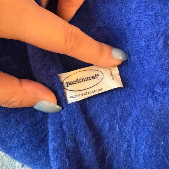 Parkhurst Blue Angora Rabbit Lambswool Blend Beret Hat Made in Canada Winter - Picture 4 of 6